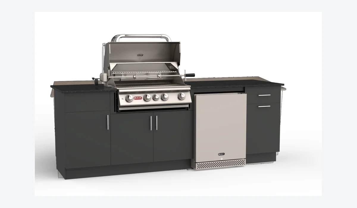 Bull Myrtle Beach 8 ft DuraBull outdoor kitchen, Charcoal Grey